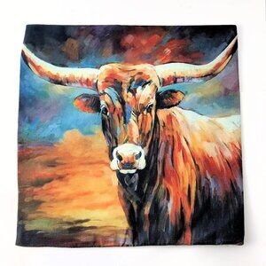 TWO longhorn steers cows cattle themed pillow covers
